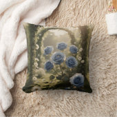 Blue Rose Elegance – Romantisch Bloemig Huisaccent Kussen (Deken)
