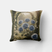 Blue Rose Elegance – Romantisch Bloemig Huisaccent Kussen (Achterkant)