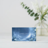 Blue Rose Floral and Snowy Mountain Night Frame Visitekaartje (Staand voorkant)