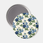 Blue Rose Floral Pattern Magneet (Voorkant / Achterkant)