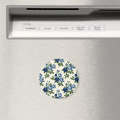 Blue Rose Floral Pattern Magneet (Insitu (Vaatwasser))