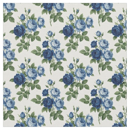 Blue Rose Floral Pattern Stof (Close Up)
