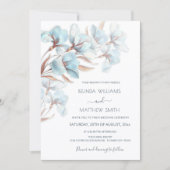 Blue  Rose Gold 3D Flowers  Kaart (Voorkant)