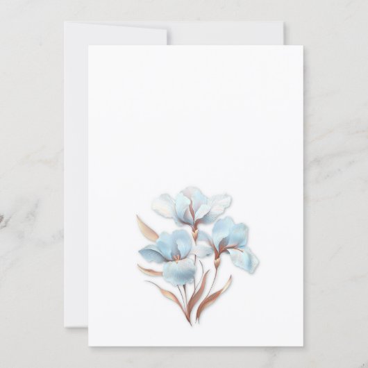 Blue  Rose Gold 3D Flowers  Kaart (Achterkant)