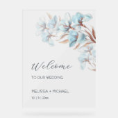 Blue Rose Gold Layered Flowers Transparent Acryl Bord (Voorkant)