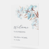 Blue Rose Gold Layered Flowers Transparent Acryl Bord (Hoek)