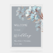 Blue Rose Gold Layered Flowers Transparent Acryl Bord (Voorkant)