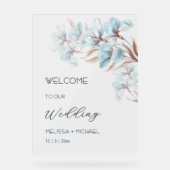 Blue  Rose Gold Layered Flowers Transparent Acryl Bord (Voorkant)