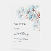 Blue  Rose Gold Layered Flowers Transparent Acryl Bord (Hoek)