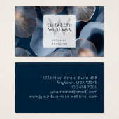 Blue Rose Gold Monogram Modern Business Card Visitekaartje (Voorkant /achterkant)