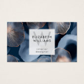 Blue Rose Gold Monogram Modern Business Card Visitekaartje (Voorkant)