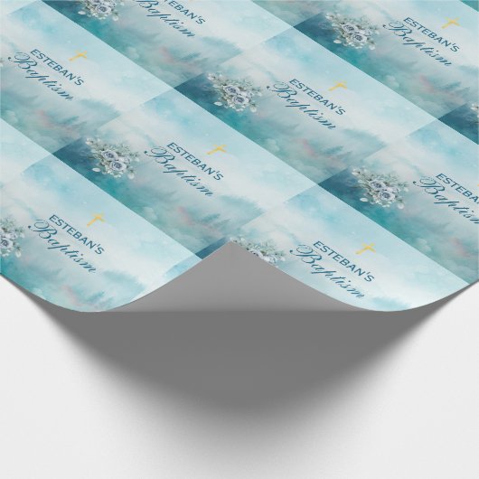 Blue Rose Religious Ceremony Cadeaupapier (Hoek)