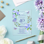 Blue Rose Ribbon 40th  Birthday Invitation Acryl Uitnodigingen (Insitu (Huwelijk))