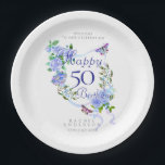 Blue Rose Ribbon 50th Birthday Papieren Bordje<br><div class="desc">Beautiful chic paper plate design with ribbon,  roses
and butterfly. Created a lovely dining experience
for your guests. This design also comes will
a comparable paper cup and napkin.</div>