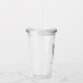 Blue Rose Ribbon Monogram Wedding  Acryl Drinkbeker (Rechts)
