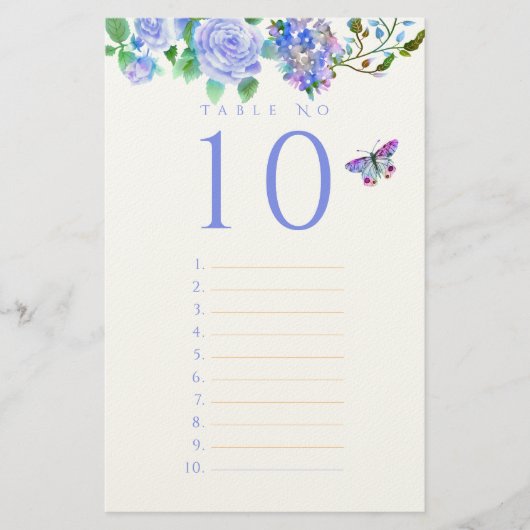 Blue Rose Ribbon Monogram Wedding Guest List Stati Briefpapier (Voorkant)