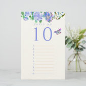 Blue Rose Ribbon Monogram Wedding Guest List Stati Briefpapier (Staand voorkant)