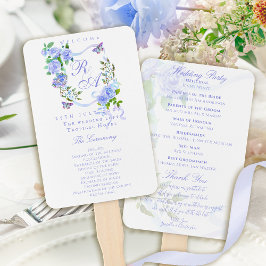 Blue Rose Ribbon Monogram Wedding Handwaaier