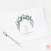Blue Rose & Silver Cross Baptism Favor Sticker (Envelop)