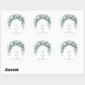 Blue Rose & Silver Cross Baptism Favor Sticker (Vel)