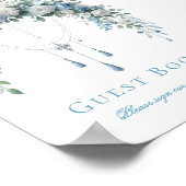 Blue Rose & Silver Cross Baptism Guest Book Sign Poster (Hoek)