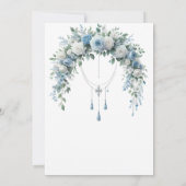 Blue Rose & Silver Cross Baptism Invitation Kaart (Achterkant)