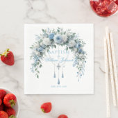Blue Rose & Silver Cross Baptism Napkins Servet (Insitu)