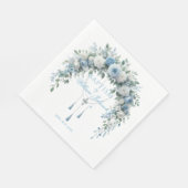 Blue Rose & Silver Cross Baptism Napkins Servet (Hoek)