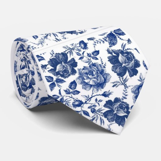 Blue rose tie stropdas (Opgerold)