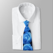 Blue Roses Art Flower Tie Stropdas (Gebonden)