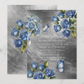 Blue Roses Butterfly Silver Bachelorette Party Kaart (Voorkant / Achterkant)