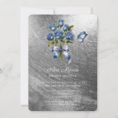 Blue Roses Butterfly Silver Bridal Shower Kaart (Voorkant)