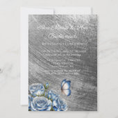 Blue Roses Butterfly Silver Bridesmaids Luncheon Kaart (Voorkant)