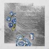 Blue Roses Butterfly Silver Bridesmaids Luncheon Kaart (Voorkant / Achterkant)