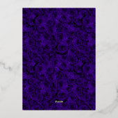 Blue Roses Elegant Silver Floral Quinceanera   Folie Uitnodiging (Achterkant)