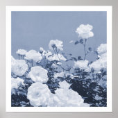 Blue Roses Floral Garden Photo Art Print Poster (Voorkant)
