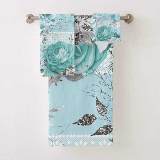 Blue Roses Lace Elegant Bad Handdoek (Insitu)