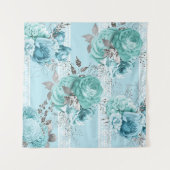 Blue Roses Lace Elegant Wandkleed (Voorkant (horizontaal))