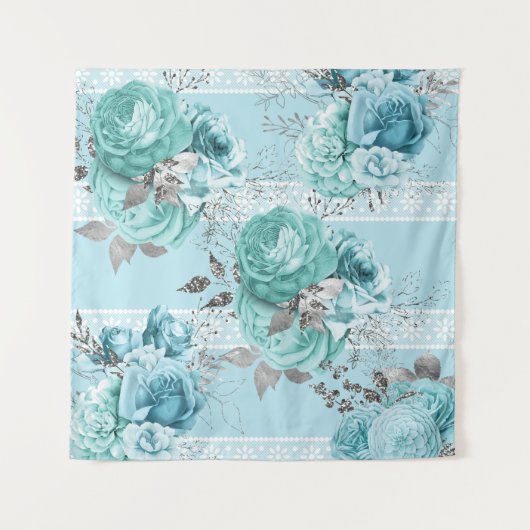 Blue Roses Lace Elegant Wandkleed (Voorkant)