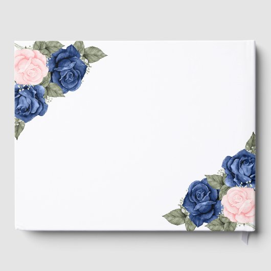 Blue Roses Silver Photo Funeral Memorial Gastenboek (Achterkant)