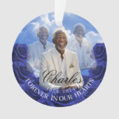 Blue Roses SKy Christmas Memorial Tree Ornament (voorkant)