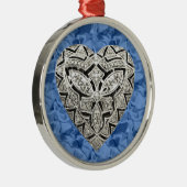 Blue Round Elegant Designer Heart Ornament (Rechts)