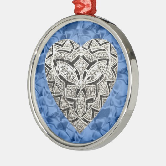 Blue Round Elegant Designer Heart Ornament (Links)