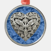 Blue Round Elegant Designer Heart Ornament (Voorkant)