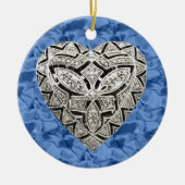 Blue Round Elegant Designer Heart Ornament (Voorkant)