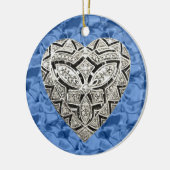 Blue Round Elegant Designer Heart Ornament (Links)