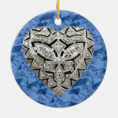Blue Round Elegant Designer Heart Ornament (Achterkant)