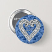 Blue Round Love Diamond Heart Button (Voorkant /achterkant)