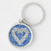 Blue Round Love Diamond Heart Keychain (Voorkant)