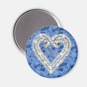 Blue Round Love Diamond Heart Magnet (Voorkant / Achterkant)